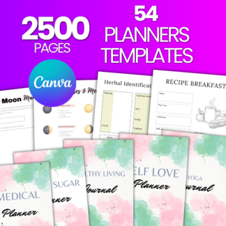 2500 Pages 54 planners, journals & templates | Edit in canva